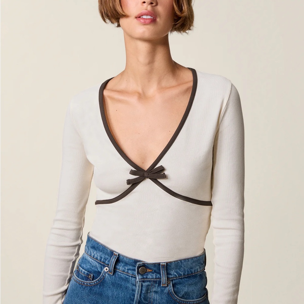 Rouje Karene Long Sleeve Shirt Cream and Brown